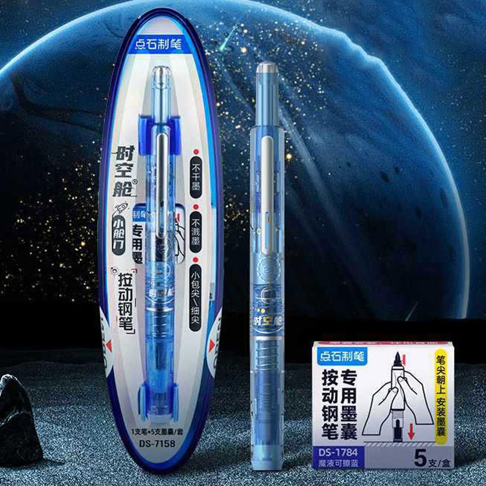 Tidløs  ds7158- pilotpenn med liten romteknologi, uttrekkbar fyllepenn med trykkfunksjon, blekkfri skriveøvelse