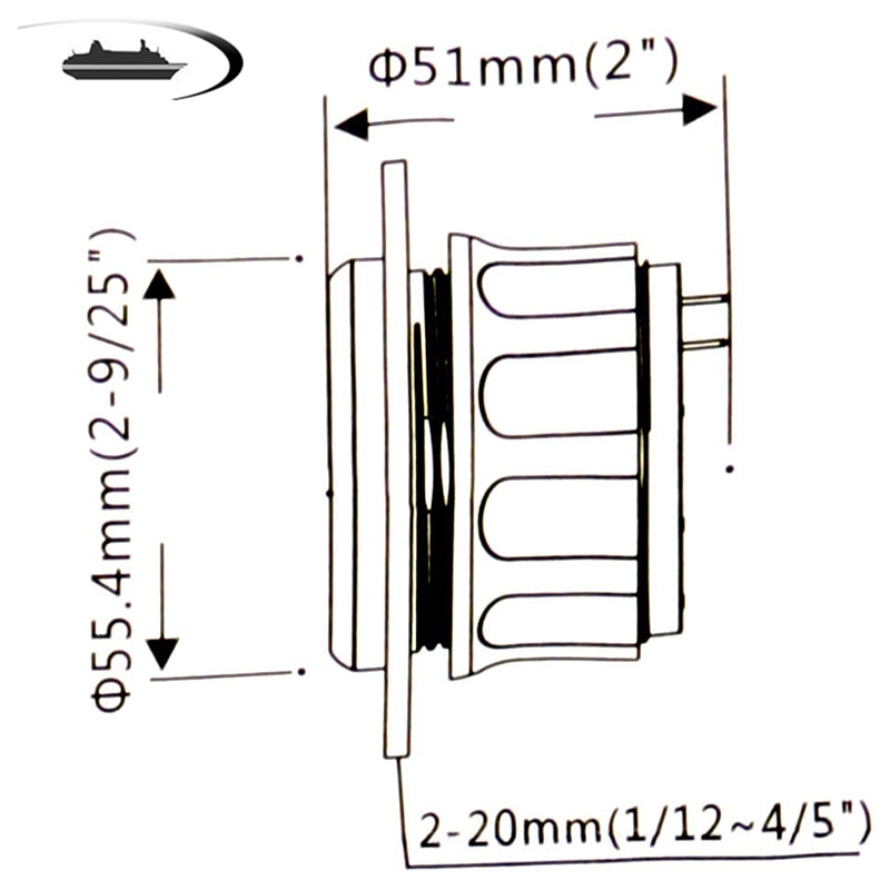 52mm 0-190ohms Marine Water Level Gauge Stainless Steel Boat Water Tank Level Indicator Gauge Tool White/Black Durable