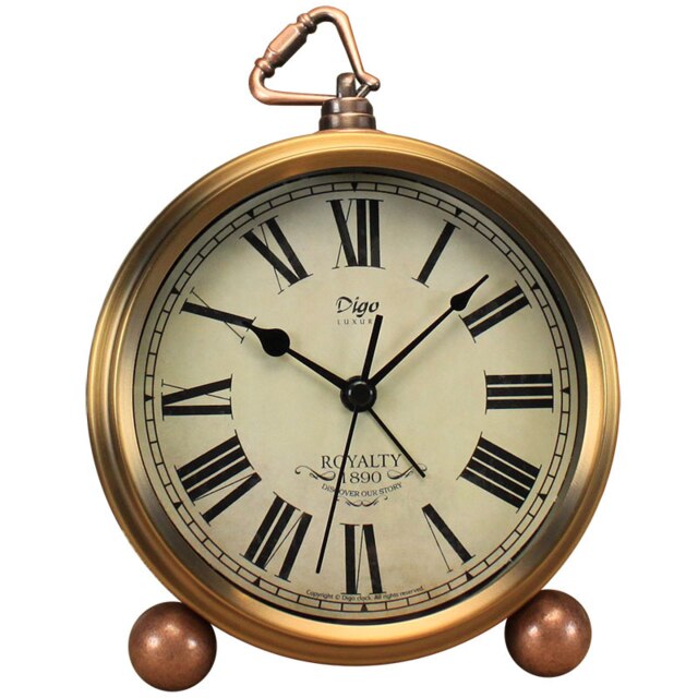 ¡Novedad de ! Relojes de escritorio digitales romanos Retro con aguja antigua, relojes despertadores vintage para decoración del hogar, relojes de escritorio retro: Gold 1
