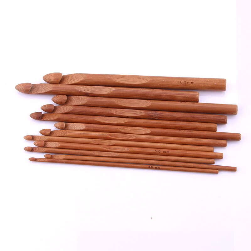 Set van 12 bamboe breinaalden, handvat en 3-10mm haaknaalden, doe-het-zelf knutselgereedschap met opbergtas: Default Title