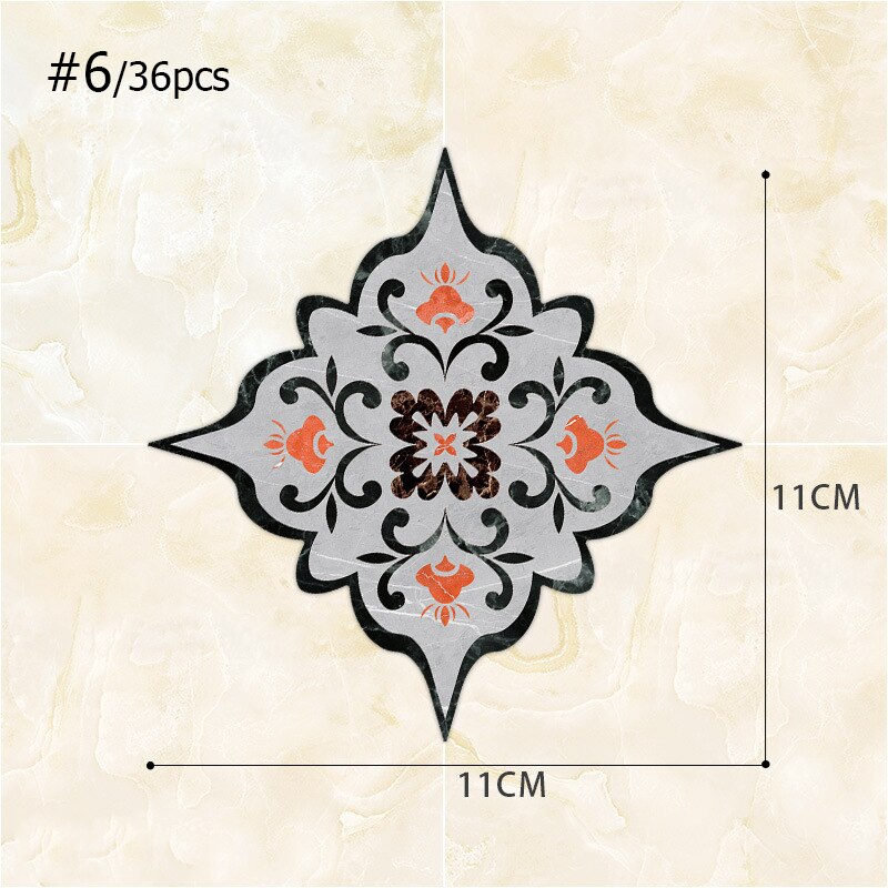 36 Pcs Self Adhesive Floor Tile Stickers Waterproof Floor Diagonal Sticker Europe Royal Style Living Room Decor Wall Floor Stick: 6
