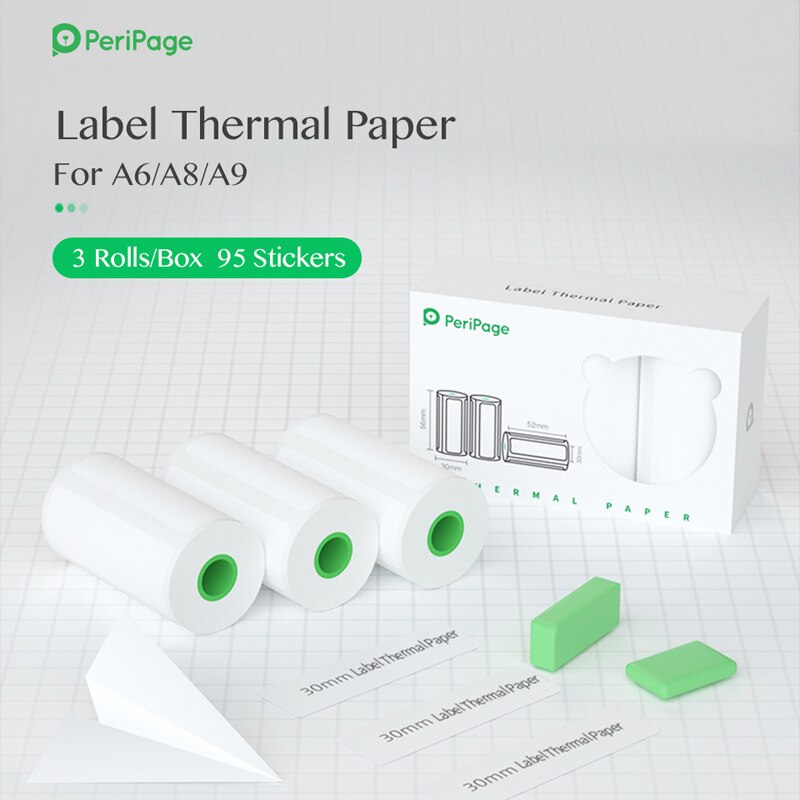 PeriPage 56x30mm Thermal Paper label Paper Sticker Paper For Mini Printer A6: 30mm Label Sticker