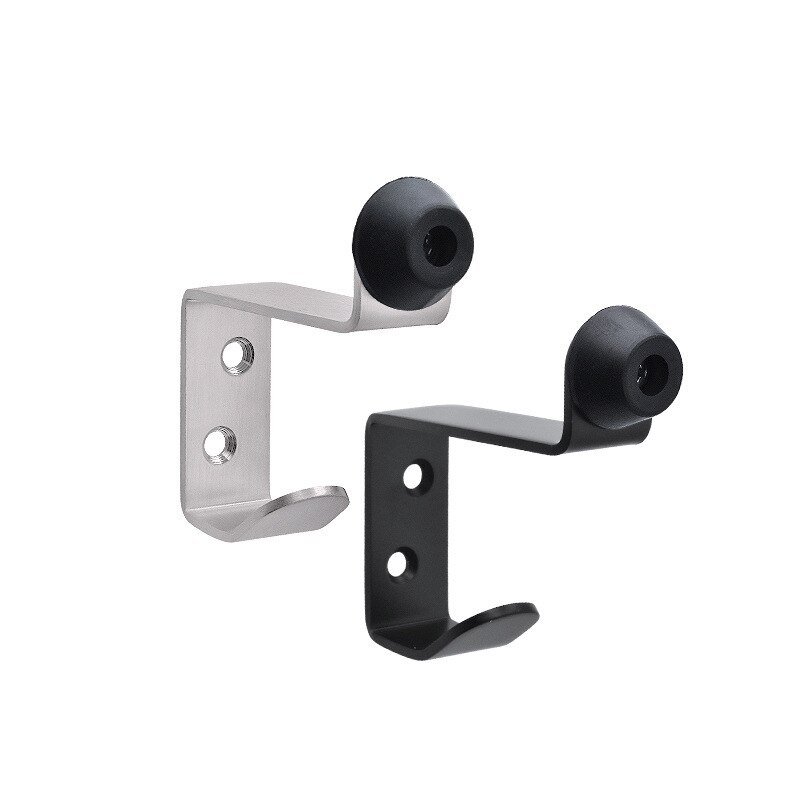 Coat Hooks with Rubber Door Stopper, Wall Hooks for Hanging Coat Towel Hooks Hardware Heavy Duty Stainless Steel, Black, Brushed
