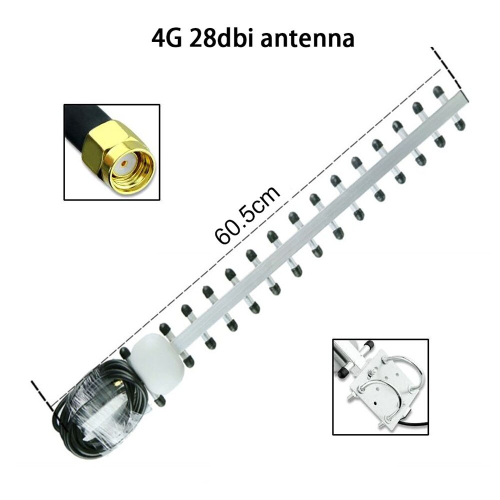 4G Booster Amplifier LTE 4G 28dbi Antenna SMA Male WIFI Signal Outdoor Directional Booster Yagi Antenna Modem RG58 1.5m