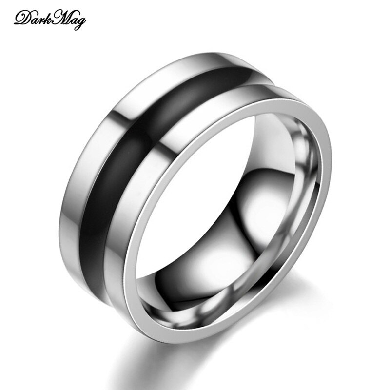 DarkMag Men's Tungsten Wedding Bands Ring Thin Black Line Engagement Ring USA Male Jewelry 8MM Wide