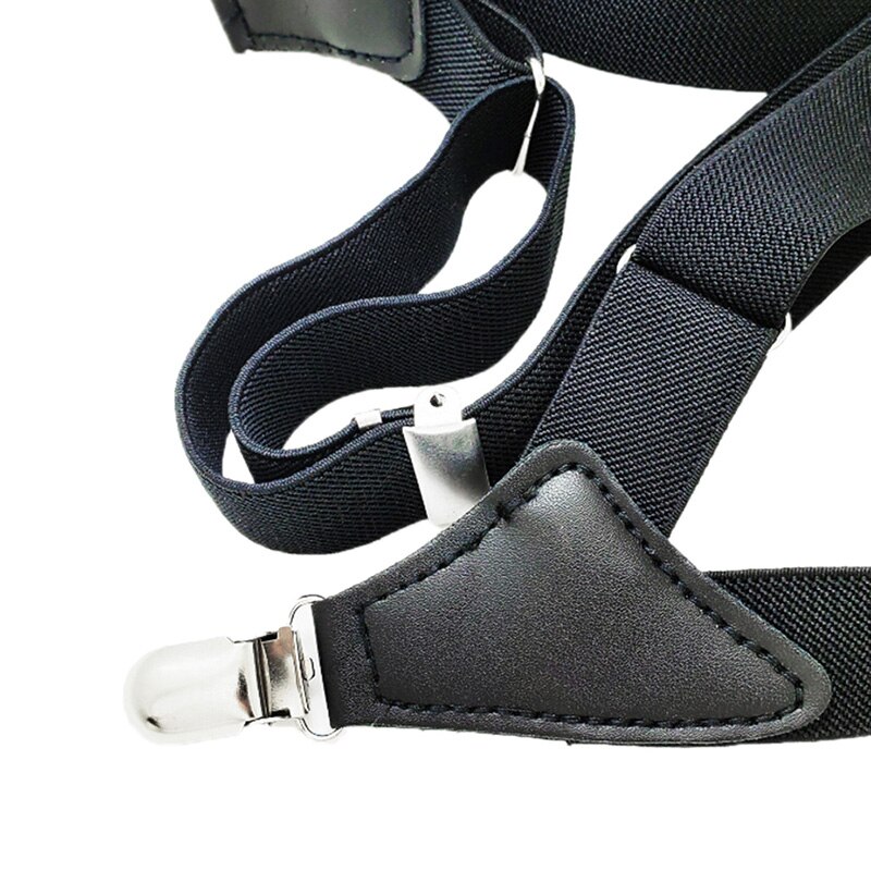 Suspenders Men Wide Adjustable Four Clip-on X- Back Elastic Black Heavy Duty Braces Suspenders Mens