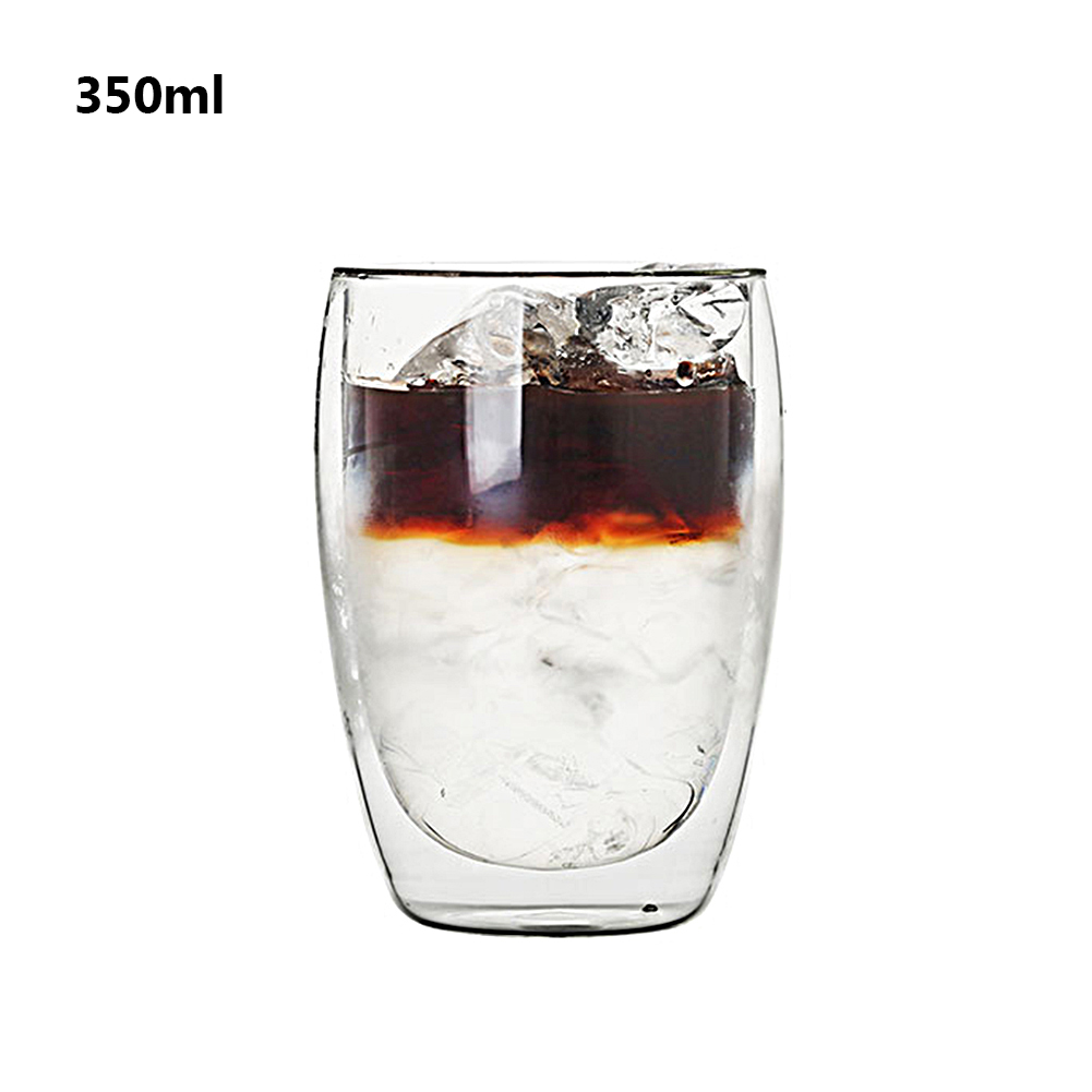 Mini Transparent Double Wall Glass Mug keep and cold Wine Glass Coffee Mug Tea Latte cappuccino Coffee Cup Taza Gato copo: 1pc-350ml