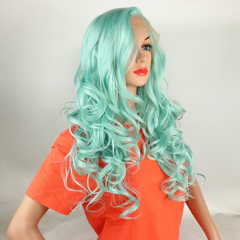 Blue Lace Front Wig Synthetic Hair Wigs For Women Long Nature Silky Wave Wigs For Cosplay