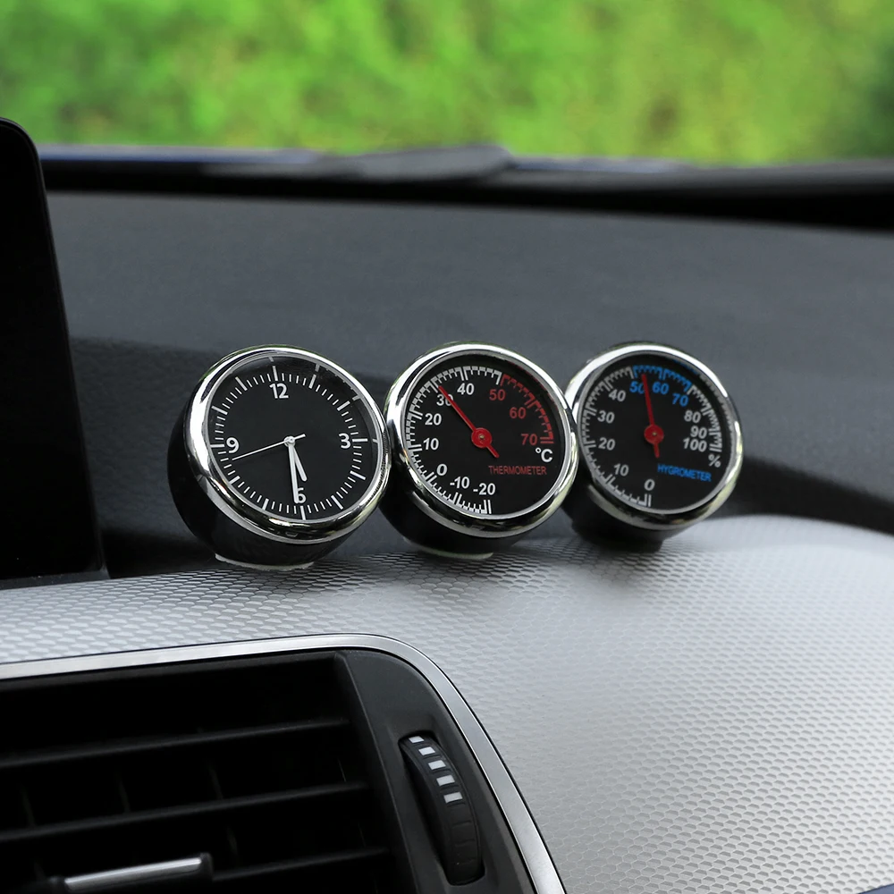 Mini bil bil digital klokke auto klokke bil termometer hygrometer dekorasjon ornament klokke i bil tilbehør