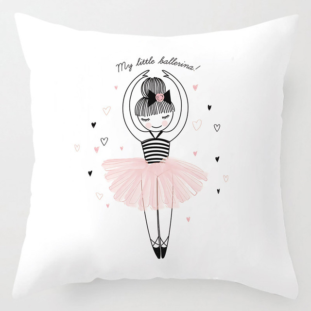 Kids Kussenhoes Roze Leuke Kawaii Herten Beer Konijn Walvis Eenvoudige Illustratie Mermaid Eenhoorn Kussensloop Voor Meisjes Kamer Decor: 4