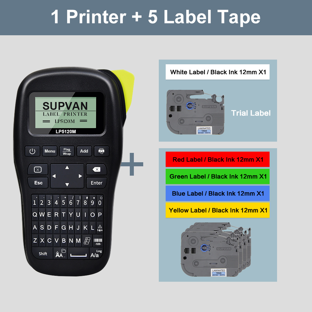 Supvan-máquina de impresión de etiquetas portátil LP5120M, máquina de etiquetas de transferencia térmica, varios idiomas, novedad