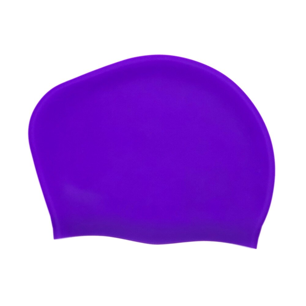 1pc Women Swimming Caps Silicone Gel Ear Protection Long Hair Waterproof Swim Caps for Women Men Swimming Diving Hat Cover: Purple