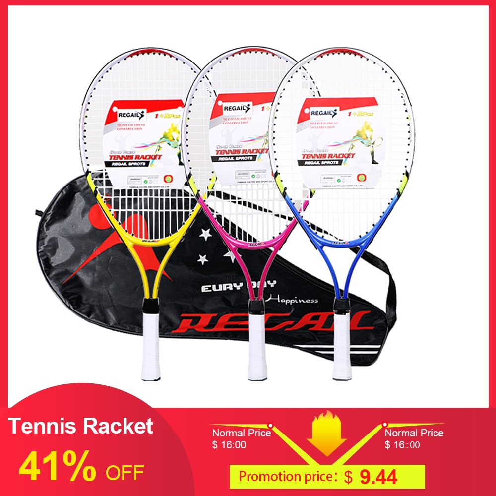 REGAIL 1 Pcs Only Teenager's Tennis Racket Aluminium Alloy Frame with Firm Nylon Wire Perfect for Chindren Kid Tennis Training