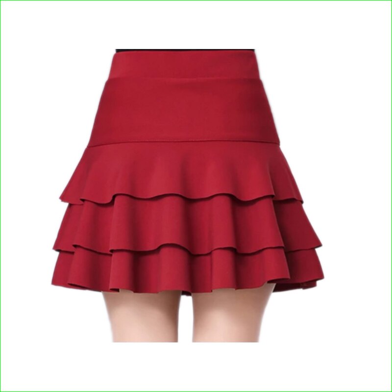 Woman Heavy Tiered Skirts Black Anti-exposure A-line Skirt For Tennis Dance Performance M-4XL