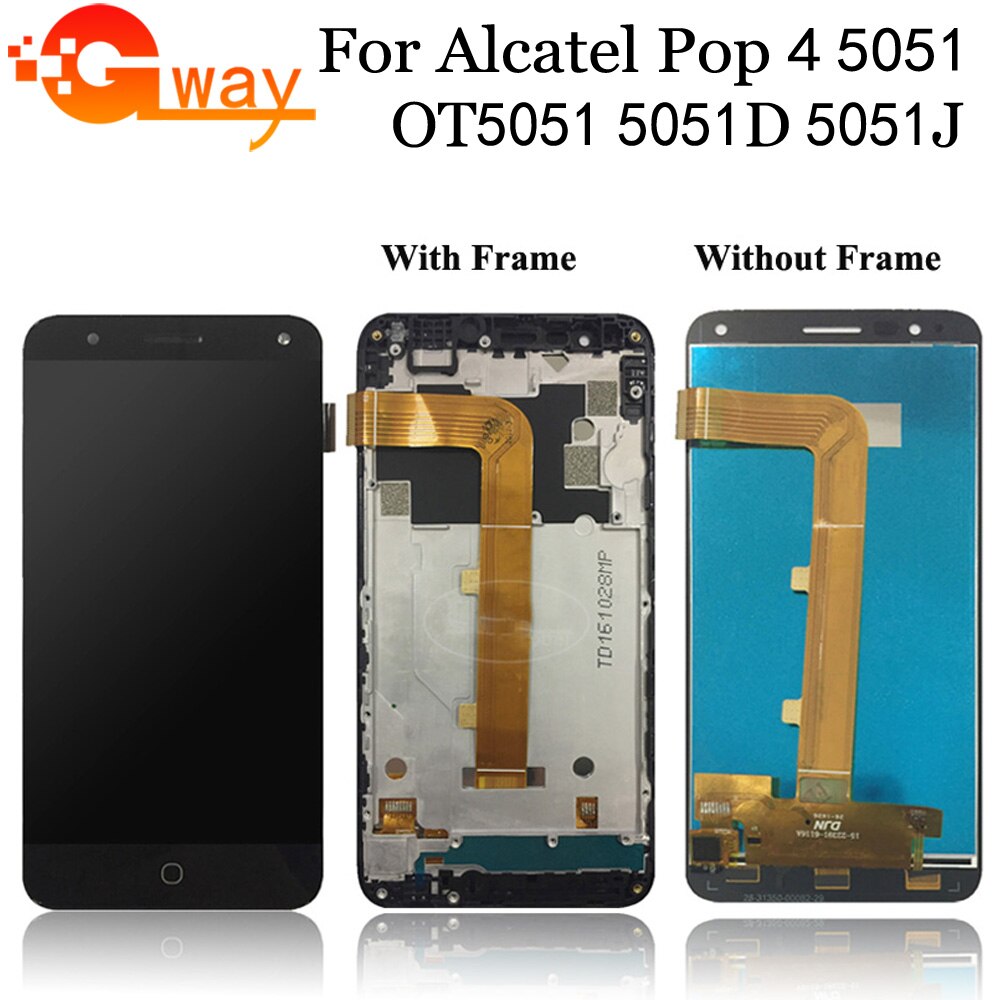 5.0 "Voor Alcatel Pop 4 Lcd 5051 5051D 5051X 5051J 5051M OT5051 Lcd Touch Screen Met Frame montage Voor Pop 4 5051D Lcd