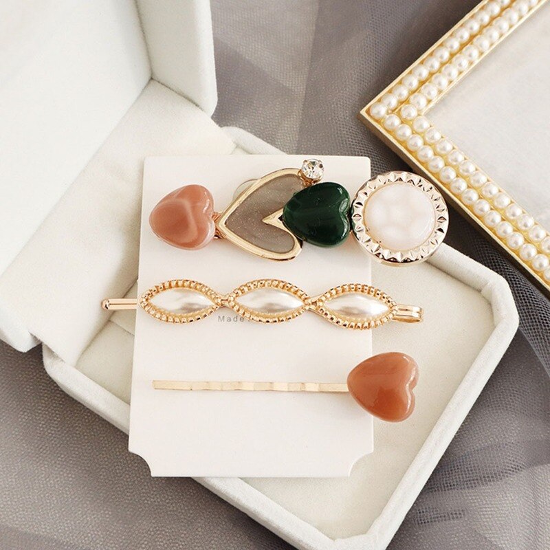 3PCS Korea Vintage Zoete Parel Haarspeldjes Parels Haarspelden Geometrische Bloem Barrett Vrouwen Haaraccessoires Hairgrip: 10