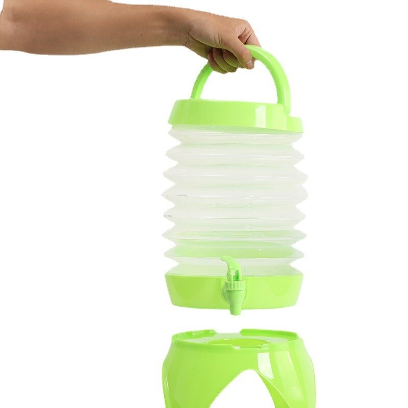 Tetera compresible plegable para exteriores, cubo de agua fría portátil, olla con mango de plástico con Pedestal, para acampar, senderismo, ciclismo y barbacoa