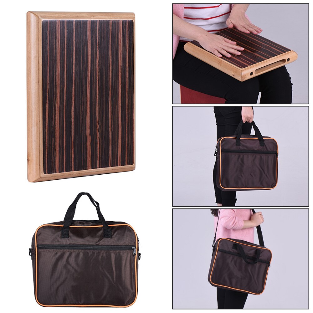 ammoon Cajon Drum Compact Travel Box Drum Cajon Flat Hand Drum Cajon Drum with Adjustable Strings Carrying Bag Cajon Drum