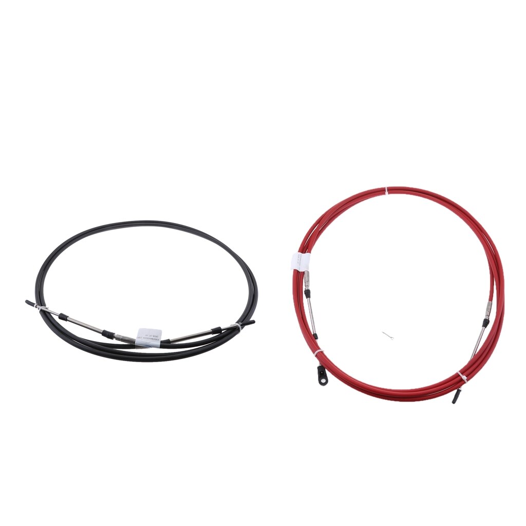 Marine Canoe Boat Outboard Engine Throttle Control Cable fit for YAMAHA Outboard - Black+Red(12ft)