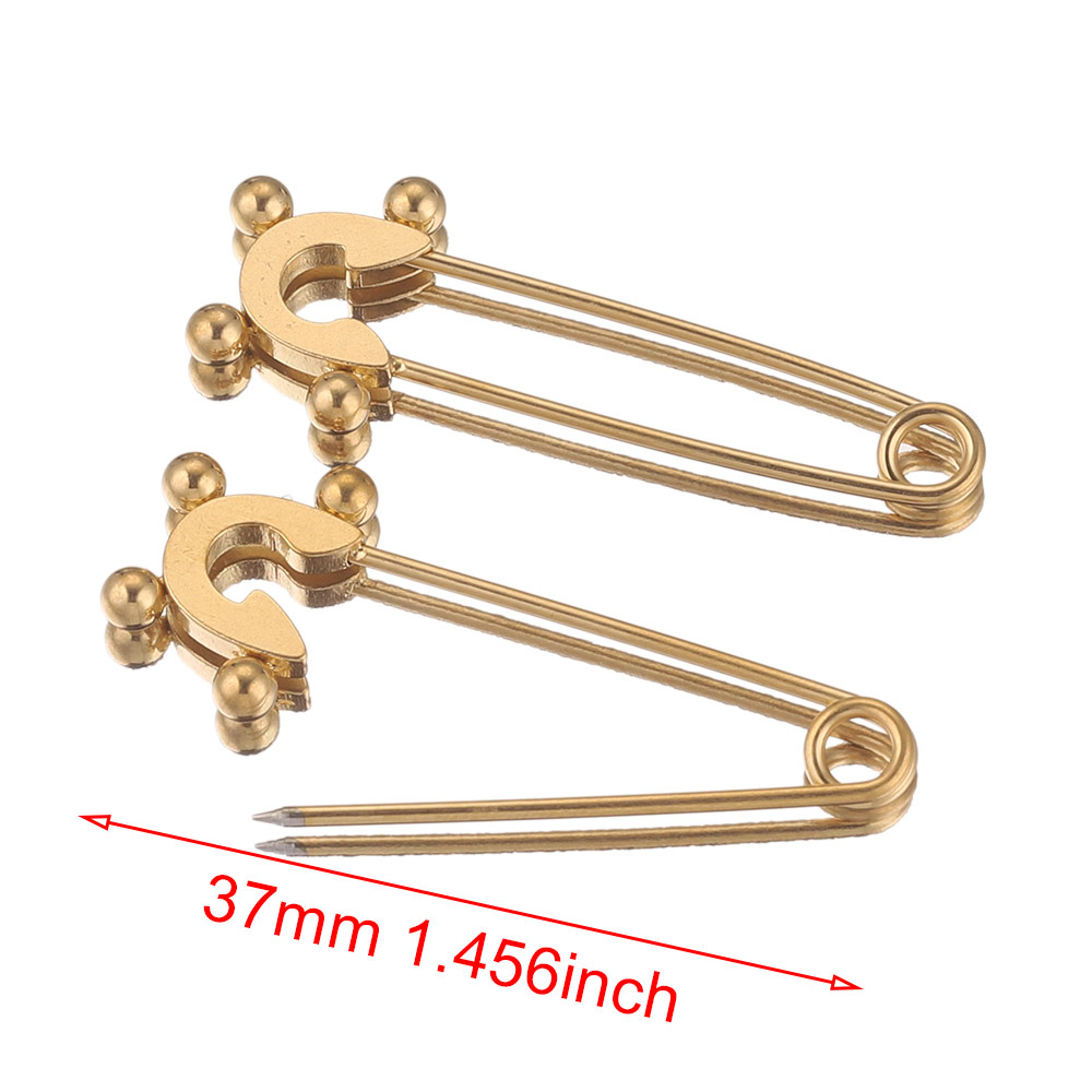 Alfileres de seguridad de acero inoxidable para ropa, broche de costura chapado en oro, insignia artesanal, accesorios para hacer joyas, 5 uds.: Beige