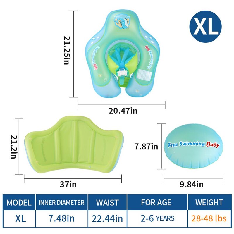 Inflatable Baby Swimming Ring Float Trainer Swimming Pool Accessories Floating Baby Bath Float with Bottom Support and Canopy: XL