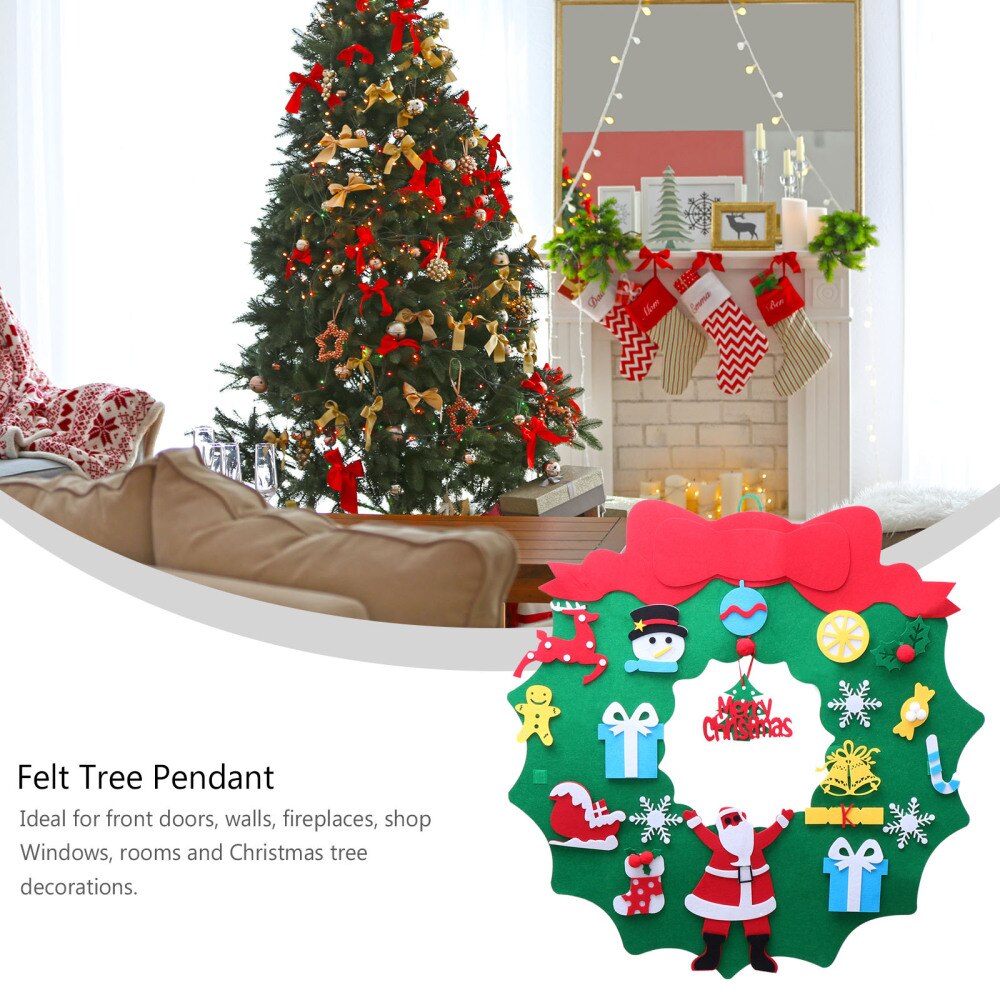 1Pc DIY Christmas Handcraft Party Prop Decor Pendant Wall Ornament Felt Tree for Bar Office