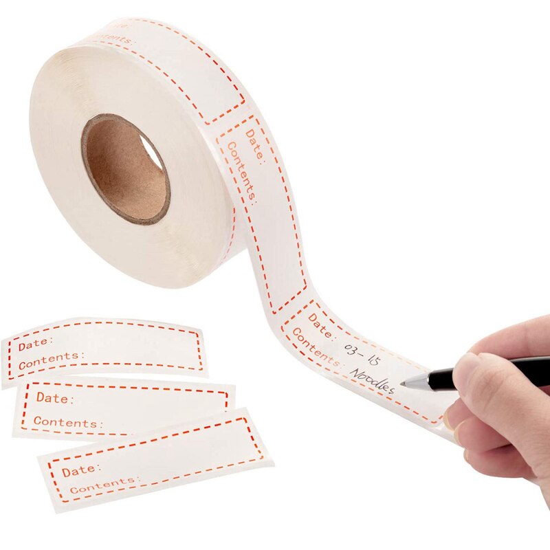 -500 Pieces Food Freezer Labels 1 x 3 Inches Self-Adhesive Removable Storage Refrigerator Food Date Labels Easy Clean (Re