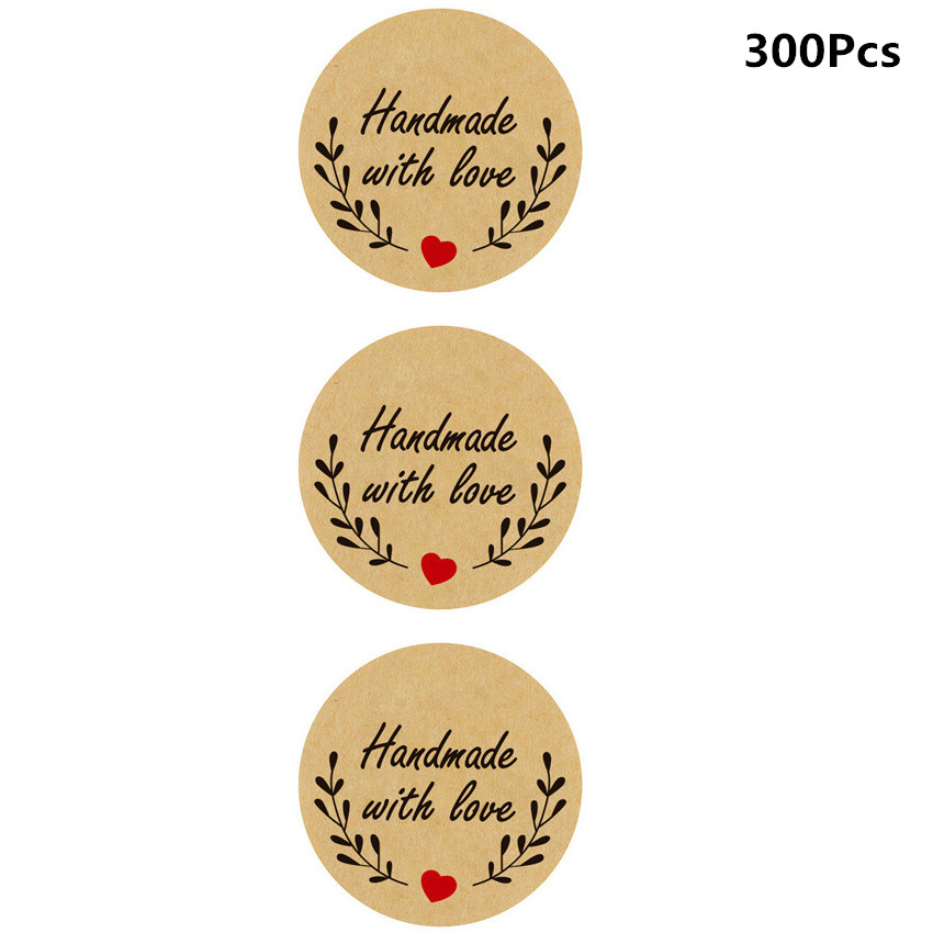 Autocollants Vintage en papier Kraft, étiquette autocollante de papeterie pour Scrapbook, fait à la main avec amour, décoration de fête d'anniversaire, 100 à 500 pièces: Foncé Café