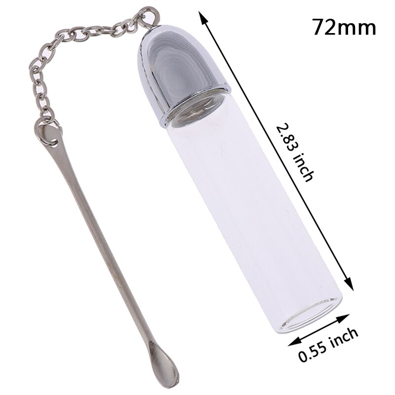Glas Pil Doos Met Metalen Lepel Geneeskunde Opslag Container Dispenser Pil Case Clear Bruine Kleur 36 Mm/57 Mm/72 Mm: Clear 72mm