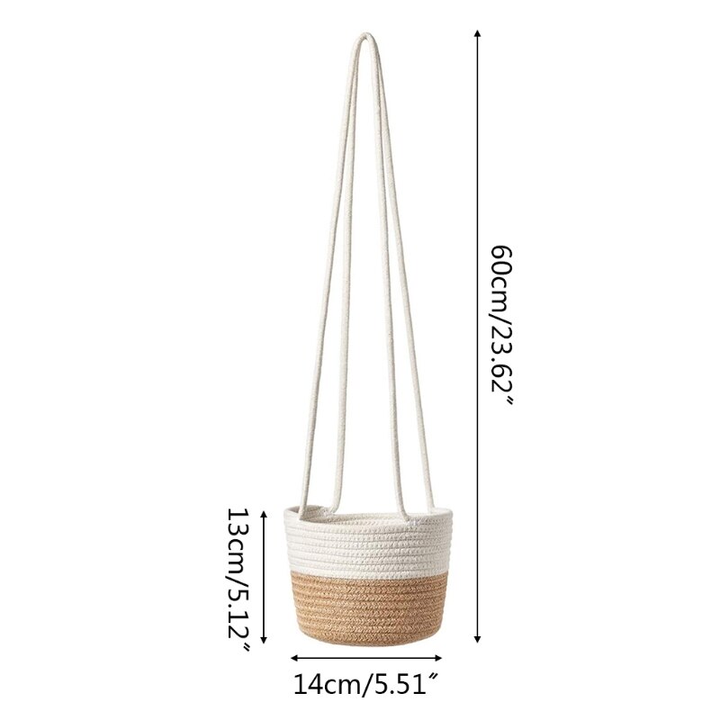 Handwoven Opknoping Planter Plant Mand Met Jute Katoenen Koord Indoor Bloempot P0RE