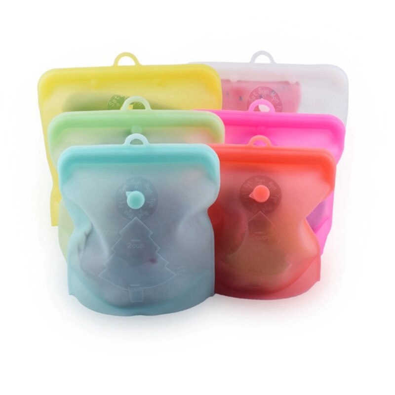 Reusable Silicone Food Bag Leakproof Storage Bag Food-grade Silicone Fresh Bag Containers Food Freezer Snack 500ml/1000ml/1500ml