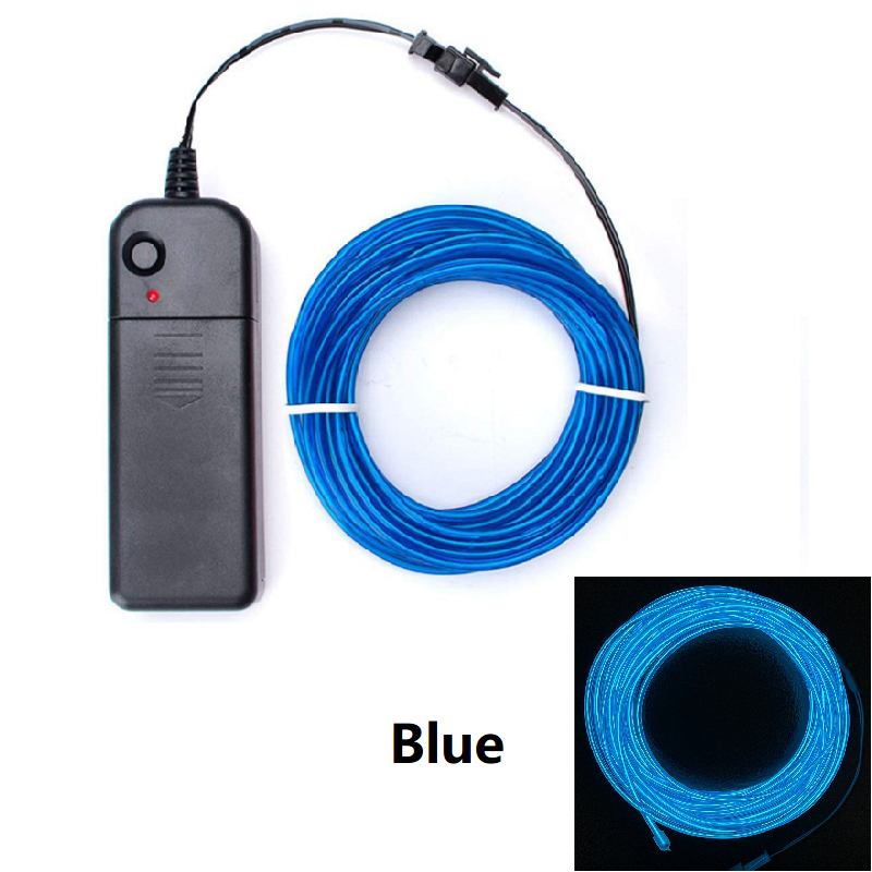 Cable de neón EL brillante de 1m, 3m, 5m, para de baile de Navidad, disfraces DIY, luz iluminada Multicolor, lámpara con batería AA, tira de LED: 4300 K blanco amarillo / 4,5 W