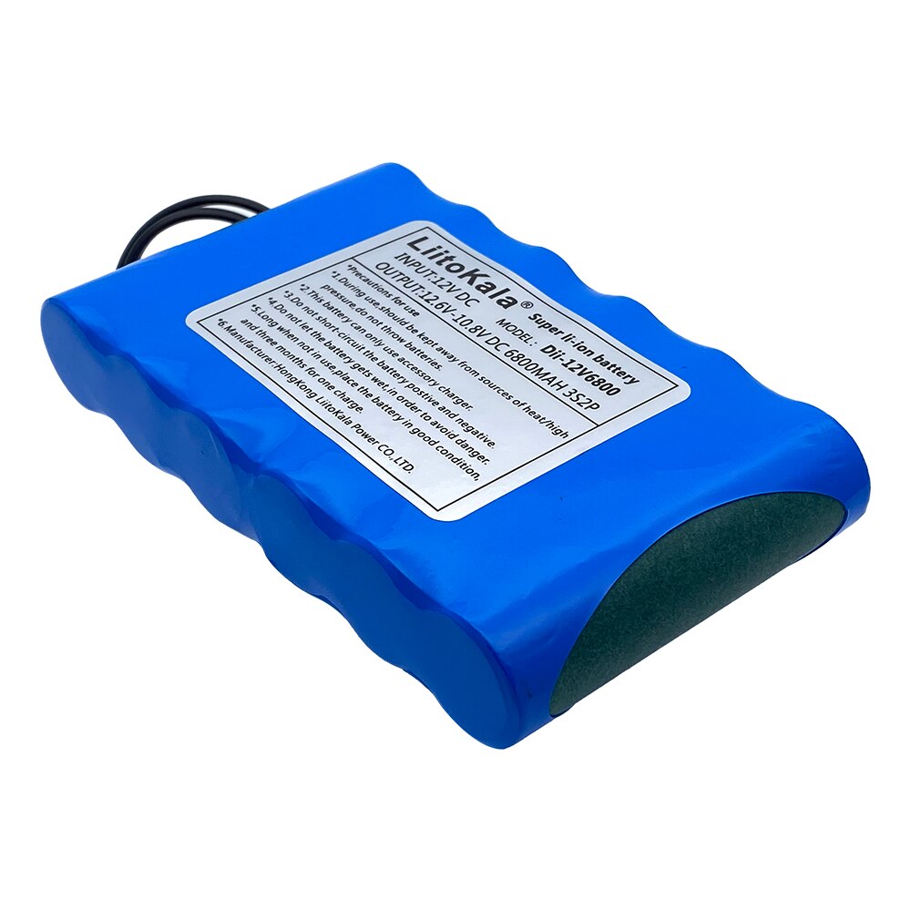 Liitokala-batería de litio recargable para GPS y cámara de coche, cargador de 18650 V y 1A, 6800, 12v, 12,6 mAh