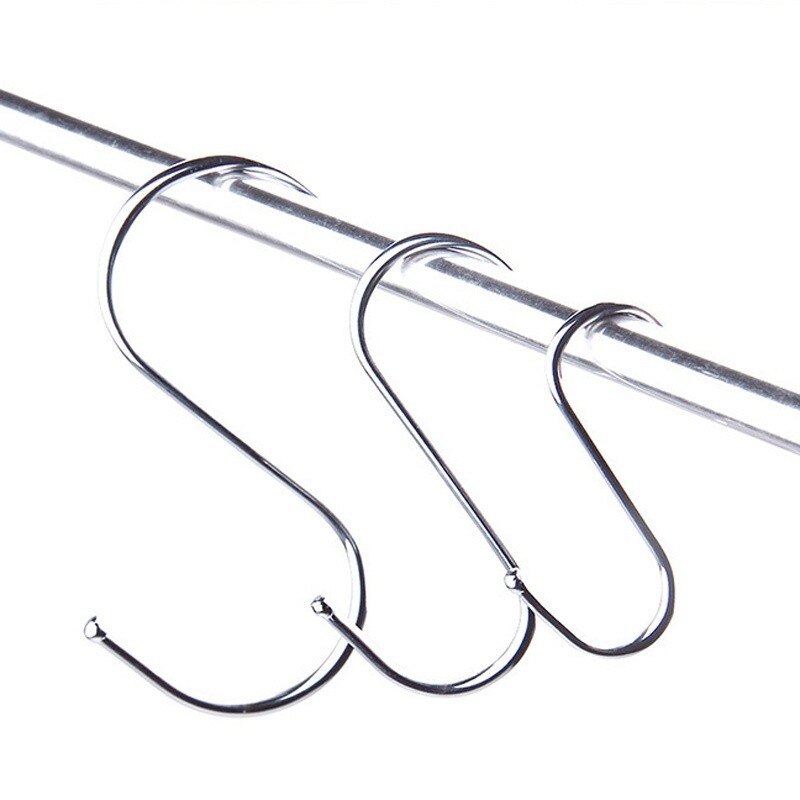 Ganchos de acero inoxidable con forma de S de 3 tamaños, 5 uds., ropa y toallas de cocina para baño, maceta para planta de jardín, rieles de colgador