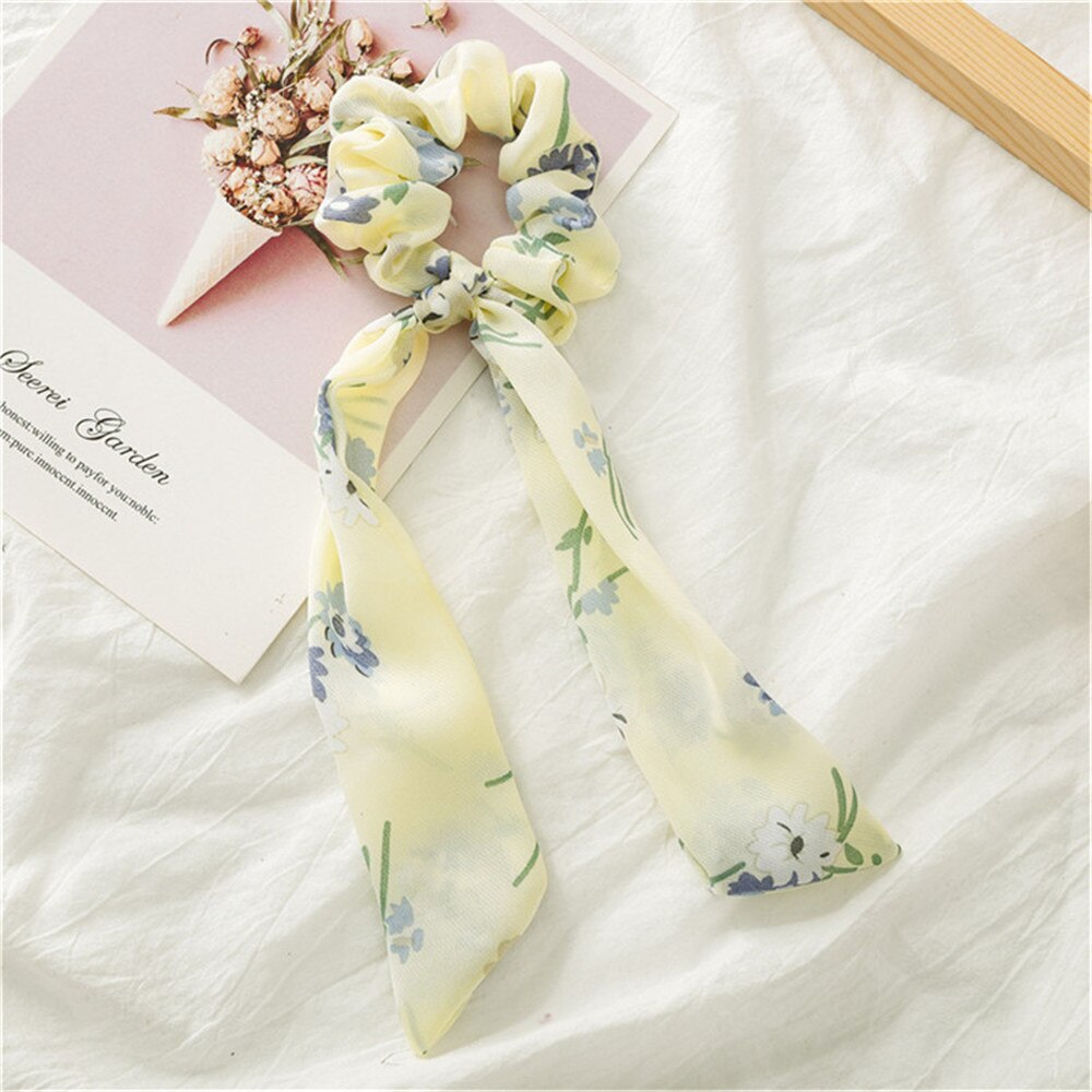 Chiffon Streamers Ponytail Tassel Hair Ring Ribbon Women Hair Rope Bow Hair Accessories Tied Hair Style Tool: 7