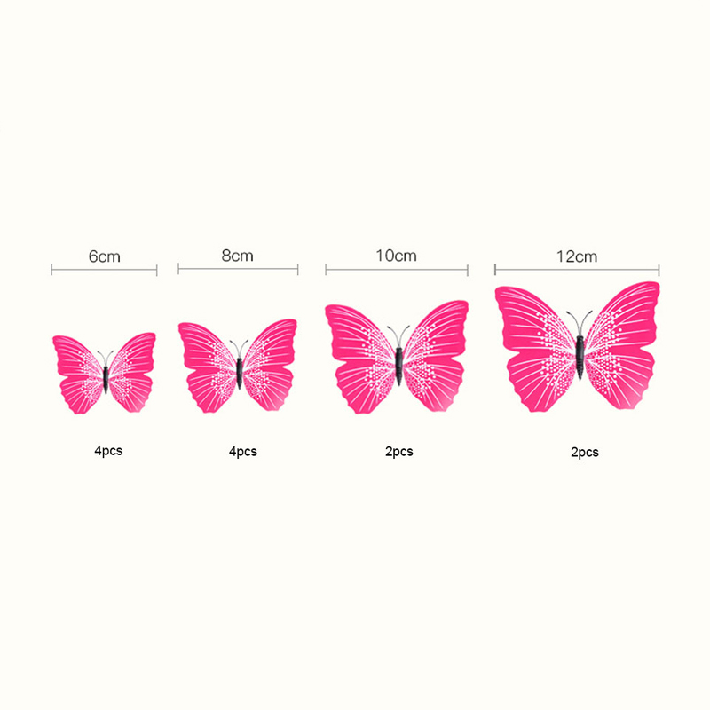 12 stücke Doppel Schicht Einzigen Schicht 3D Schmetterling Zauberstab Aufkleber auf der Zauberstab Heimat Dekor Schmetterling für Dekoration Magnet Kühlschrank aufkleber
