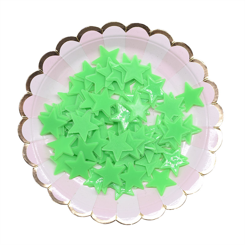 100 pcs/lot 3cm lumineux étoiles Stickers muraux lueur dans le noir étoile autocollant Fluorescent décalcomanies pour bébé chambre maison 3D mur décor: Green