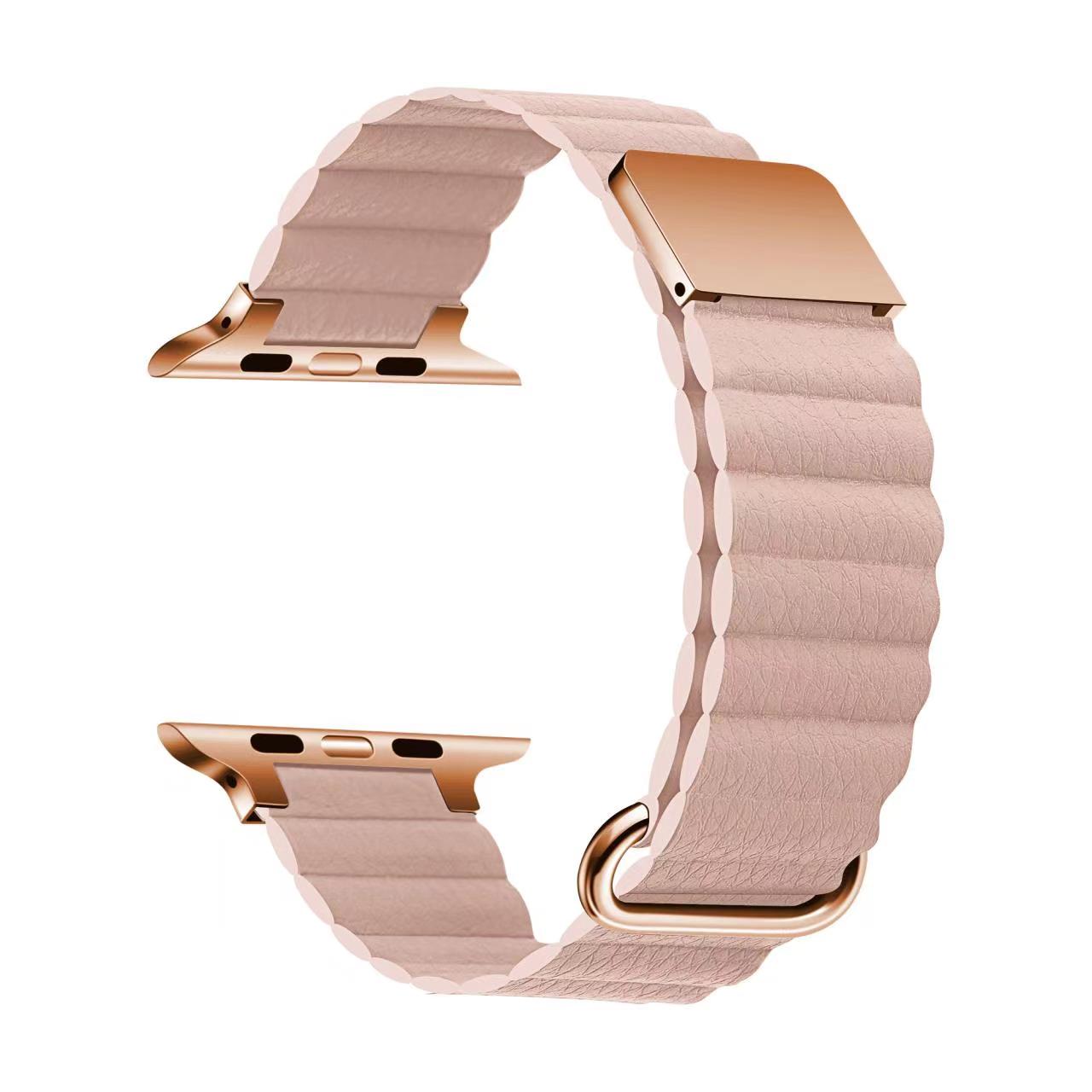 Pasek magnetyczny do Apple Watch Ultra Band 49mm 44mm 40mm 41mm 45mm 38mm Skórzana bransoleta Iwatch Series 8 7 SE 6 5 4 Akcesoria: Czarny zielony / 14mm