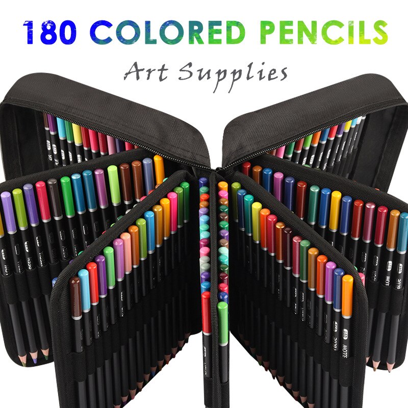 Gekleurde Potloden Set 72/120/180 Kleuren Met Rits Case Professionele Tekening Art Supplies Voor School Trekken Schets Art Supplies: 180 colors set