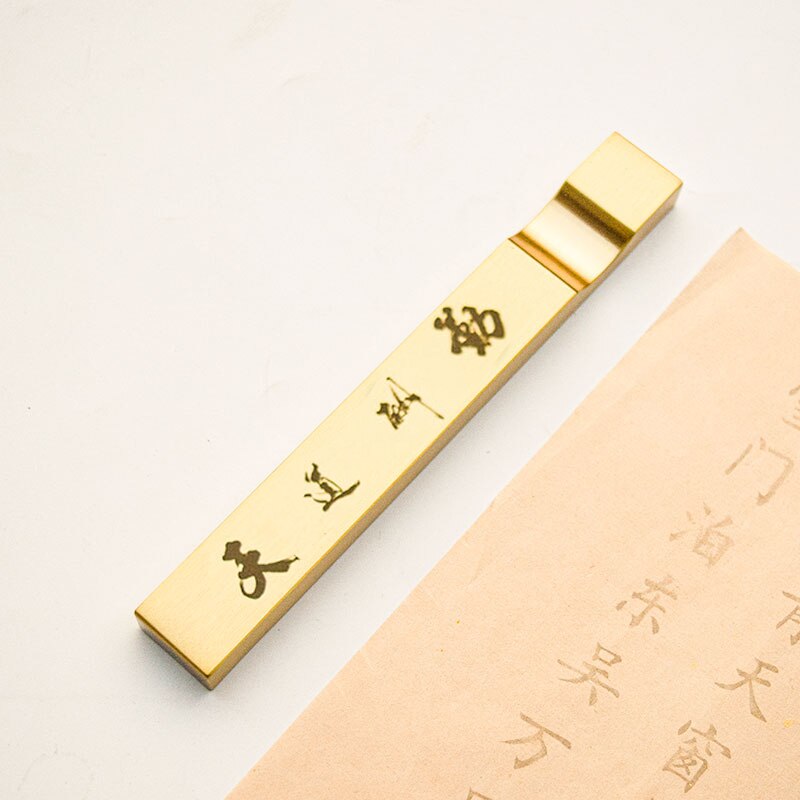 Messing Paperweights Borstel Rest Multifunctionele Chinese Kalligrafie Schilderen Presse-papier Pisapapeles Carving Gegroefde Papier Gewicht: H 1pcs