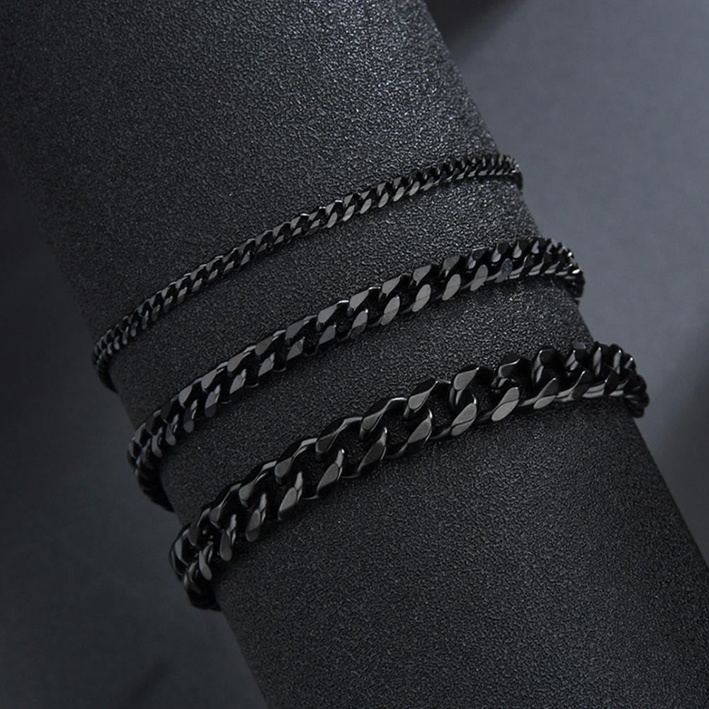 1PC Trendy Cuban Chain Men Bracelet Classic Steel 3/5/7mm Width Chain Bracelet For Men Women Jewelry: Black Gun Plated / 3mm