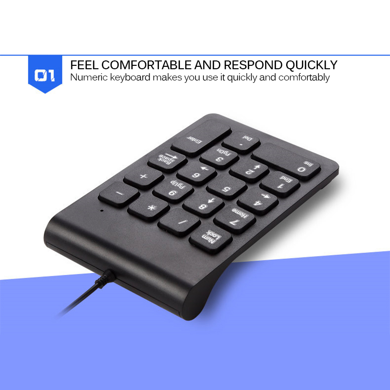Teclado numérico universal sem fio usb, teclado confortável, com fio usb ps/2, numérico, ultrafino, preto