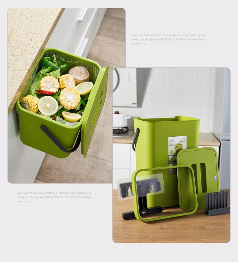 5L Trash Can With Lid Kitchen Cabinet Door Hanging Trash Can Wall-mounted Trash Can Bathroom Toilet Trash Storage Box Household