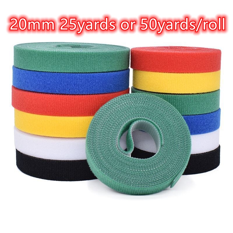 25/50Yards Sticker Tape 20Mm Nylon Adhesive Haken Loops Fastener Tape Terug Naar Zelf Naaien Craft diy Kabelbinders Accessoires