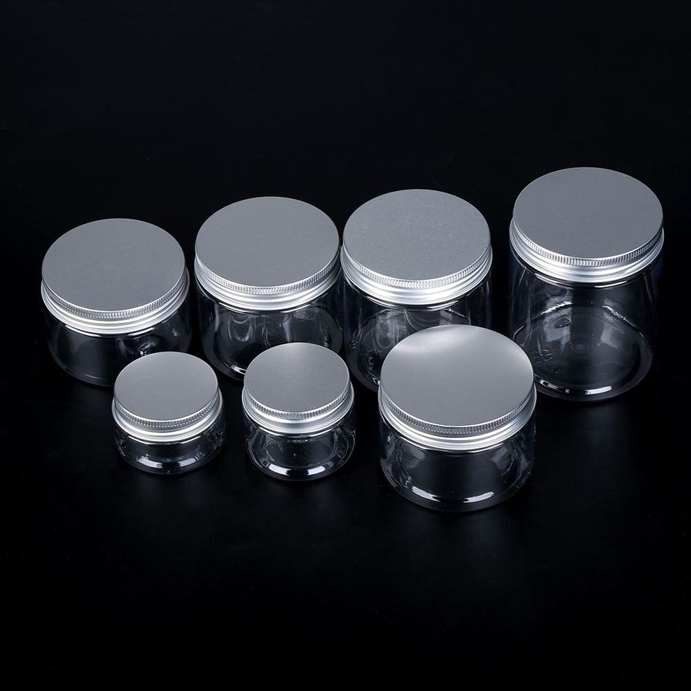 1PC Aluminum Cover Storage Box Transparent Plastic Tin Bottle Empty Jar Cosmetic Lip Balm Container Oil Wax Tin Pot