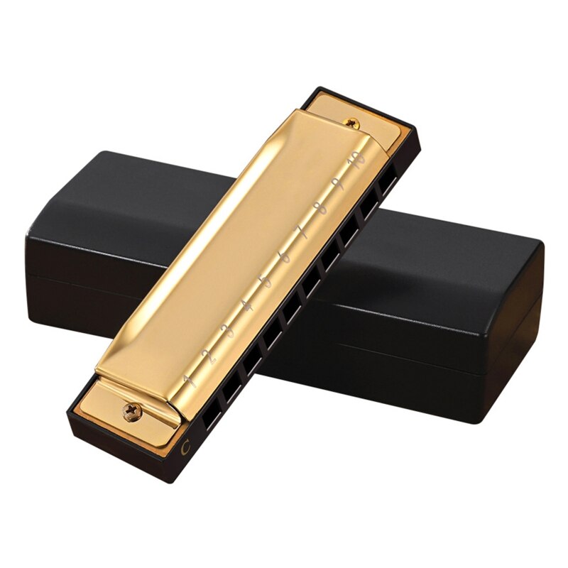 Sleutel Van C Diatonische Harmonica, 10 Gaten 20 Tones, Blauw Harp, Harmonica, Mondharmonica: Gold
