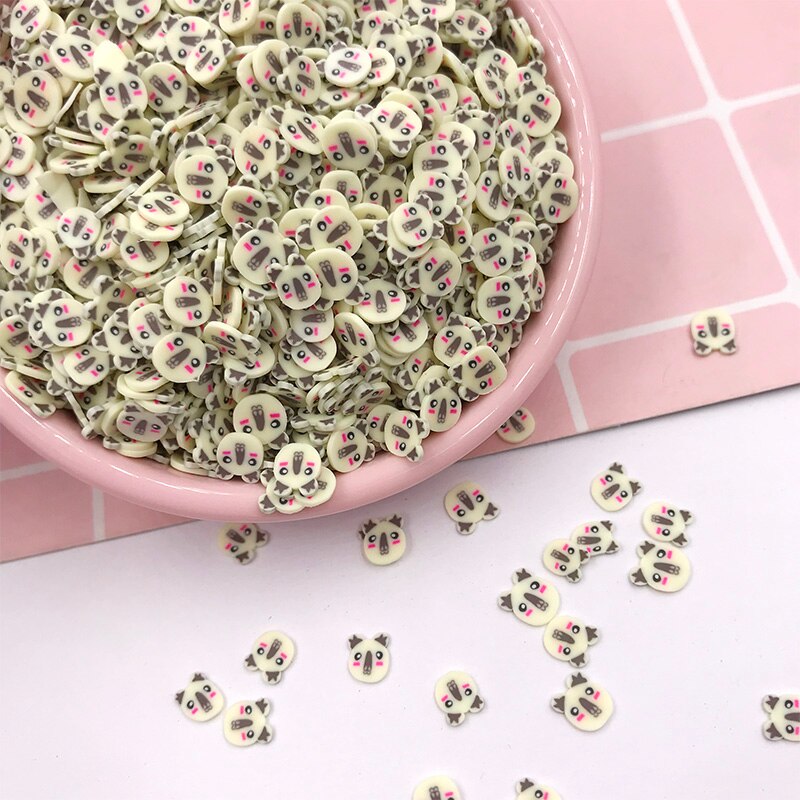 Morceaux de Koala de dessin animé, argile douce polymère, pour artisanat, Animal mignon, jouets pour enfants, matériau de remplissage, décoration Nail Art à faire soi-même, 100g