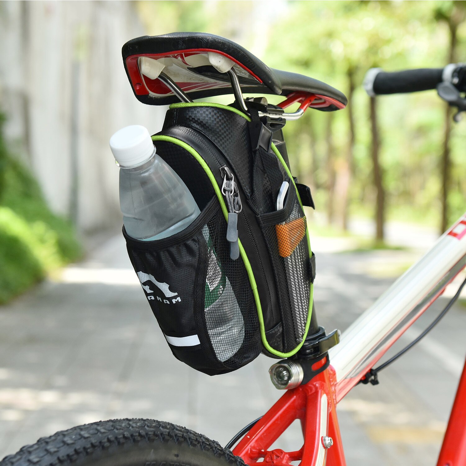 Waterdicht Fiets Zadeltas Met Reflecterende Fietsen Onder Seat Pack Met Water Bottle Pouch Voor Mountainbike Opslag