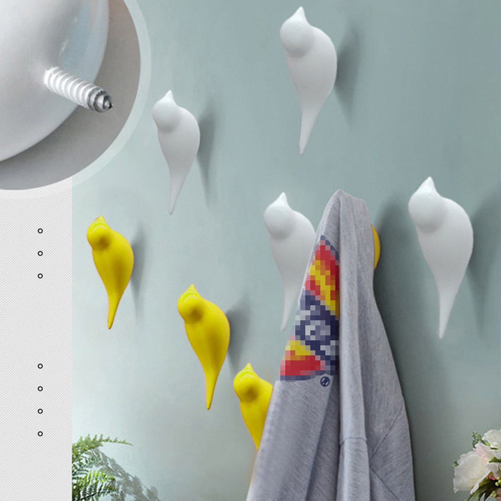 Gancho de pared con forma de pájaro para decoración del hogar, Perchero de resina con forma de pájaro, no tóxico, , 3D