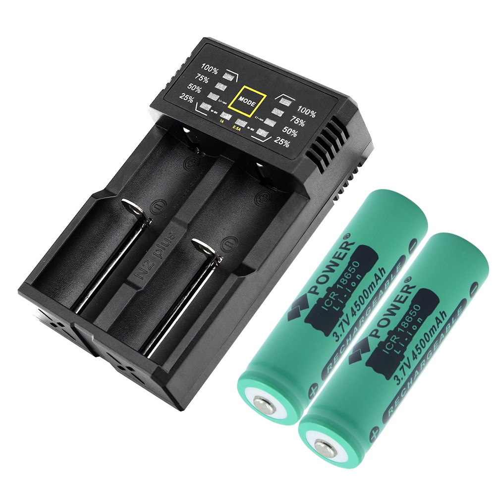 2Pcs 3.7 V 4500 Mah 18650 Lithium Oplaadbare Batterij 18650 Batterij Voor Zaklamp Baterijen Met Universele Lader